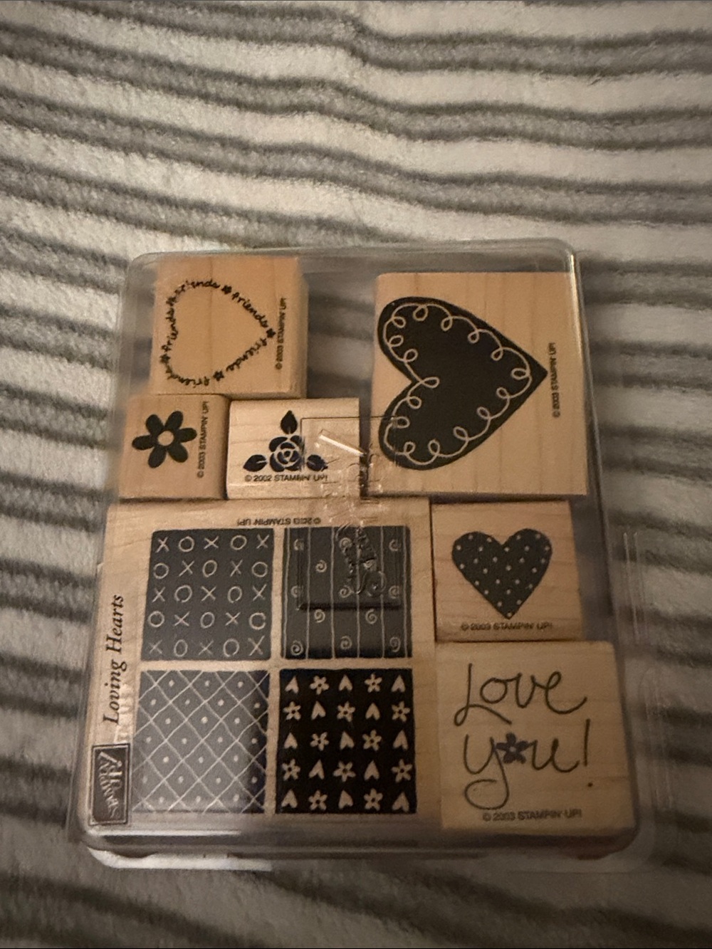 Stampin' Up! Red Rubber Heart and Pattern Wooden Stamp Set